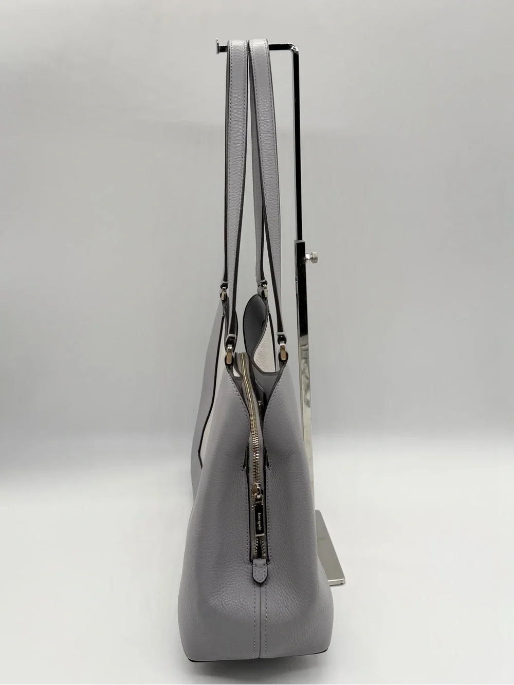 Kate Spade Lena Large 3-Compartment Shoulder Bag Ivory & Gray Leather Women
